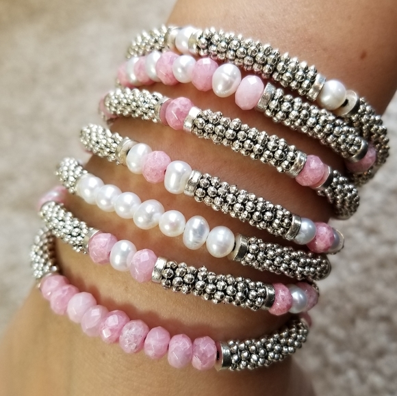 Beaded Pearl & Silver Gemstone Toggle Bracelet by Vicky Beeds - Picture 11 of 14